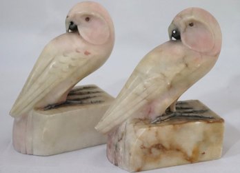 Carved Marble Stone Bird Bookends