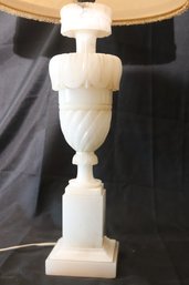 Antique Carved Alabaster Table Lamp With Beautiful Detailing