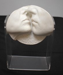 Vintage J. Cutrone Austin Productions Kissing Plaster Sculpture On Lucite Stand