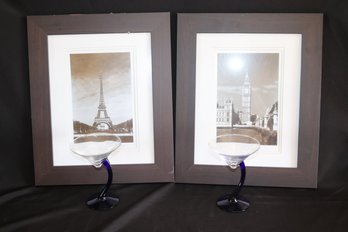 Big Ben & The Eiffel Tower Framed Prints By Jesse Kalisher Gallery Signature Series Includes 2 Martini G