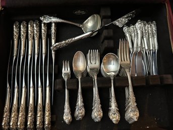 Stunning Wallace Sir Christopher Premium Sterling Silver Flatware Set  7 Pc Serv For 12