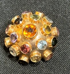 14K ROSE GOLD BROOCH  PIN WITH SEMIPRECIOUS  ACCENT STONES