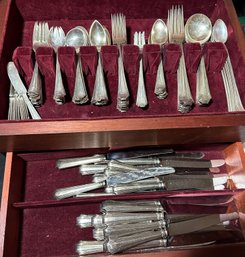 Concord Queen Mary Sterling Silver Flatware Set 13 Pc Serv. For 12