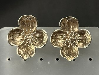 Tiffany And Co. Sterling Silver Pair Of Flower Earrings