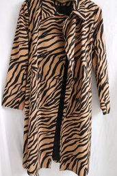Retro Tiger Stripe Patterned Kate Hill Cotton Overcoat Size 16.