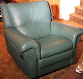 Nicoletti Made In Italy Forest Green Leather Recliner/ Rocker.