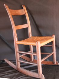 Antique Woven Rush Rocking Chair