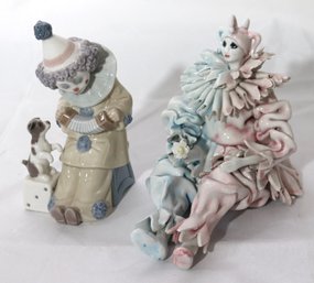 Lladro Porcelain Clown Figurine Includes Ruffled Clown Handmade In Italy