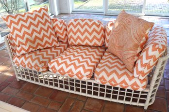 Vintage Bamboo & Rattan 3 Seat Sofa With Custom Cushions In Great Condition