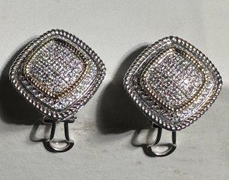 14K WG / YG STUNNING PAIR OF DIAMOND EARRINGS