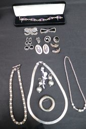 Lot Of Sterling Silver Vintage Jewelry, Some With Marcasite And Freshwater Pearls.