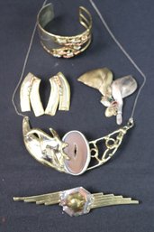 Vintage Handmade Studio Artisian Jewelry: Necklace, Bracelet And Earrings