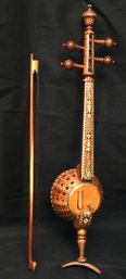 Inlaid UYGHUR GHIJEK With Marquetry, Chinese Instrument 29 Inches Tall