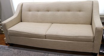 Contemporary Sleeper Sofa In A Neutral Toned Woven Fabric, Very Comfortable Great For Guests