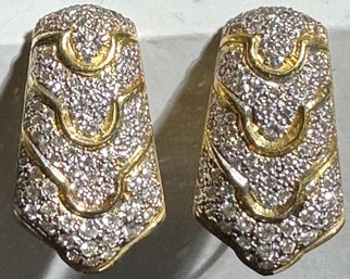 18K YG DRAPERY STYLE PAIR OF GORGEOUS DIAMOND EARRINGS