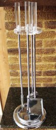 Stainless And Lucite Fireplace Tools With Stand