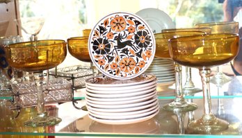 Entertain With Margarita, Glasses, Glass Dish With Silver For Serving And 12 Small Plates From Greece
