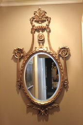 Ornate Wood Wall Mirror In A Gilded Finish 25 X 48 Inches