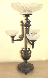 TALL Victorian Sterling Silver Museum Quality Epergne Has Cut Crystal Inserts Approx. Total Wt 90 OZT.
