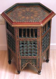Hand Painted Moroccan Hexagonal Side Table