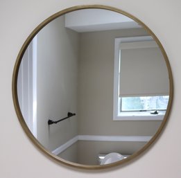 Round Contemporary Wall Mirror Measures Approximately 27 Inch Diameter