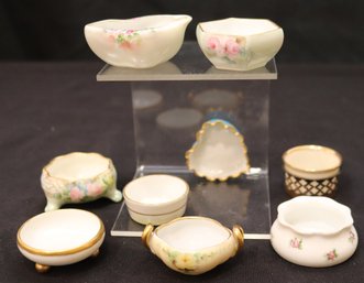 Vintage Salt Cellar Collection Includes T&ampV Limoges, Kayser Hand Painted, Royal Austria, Lenox And More
