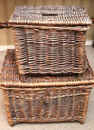 Set Of Decorative Woven Wicker Baskets