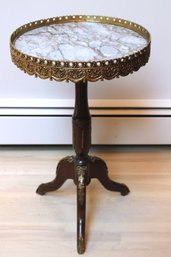 Small French Style Marble Top Table With Brass Ormolu