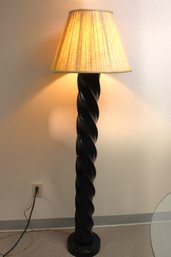 Vintage 1990s Black Lacquer Spiral Floor Lamp, By Tyndale Lamps, Chicago.