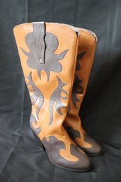 Leather Look Fancy Style Ladies Cowboy Boots