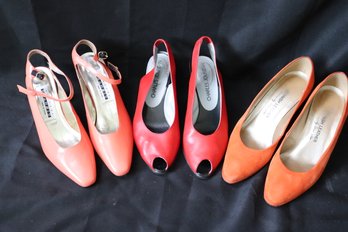 Three Pairs Of Vintage Ladies, Leather Shoes With Charles Jordan Dan, And Sergio Zelon