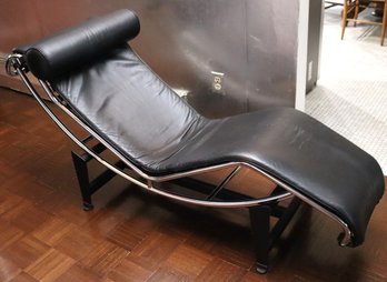 Replica Of Le Corbusier Black Leather Lounge Chair In Very Good Condition