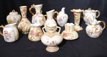 Collection Of Royal Worcester England Includes Green And Purple Stamps Assorted Sized Vases, Pitchers, Urn