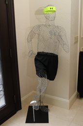Unique Life Size Runners Sculpture Made From Chicken Wire Purchased From The D And D Building In NY - 22 X 28