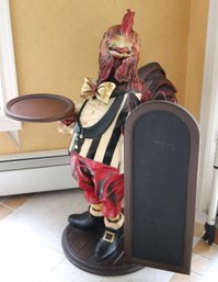 Large Rooster Butler Decor With Tray And Menu Board Over 3 Feet Tall