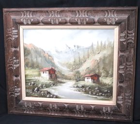 Vintage Pastoral Painting On Canvas Signed By The Artist Monili