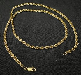 14K YG 21 Inch Rope Chain Necklace-signed Charpas (peru)