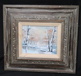 Vintage Winter Landscape Painting Signed By The Artist