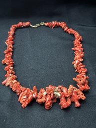 18 Inch Rough Cut Graduated Coral Necklace
