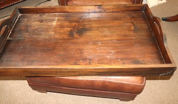Large Plank Wood Style Wood Ottoman Tray