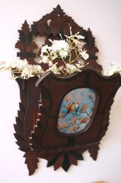Antique Victorian Hand Carved Wall Pocket With Love Birds.