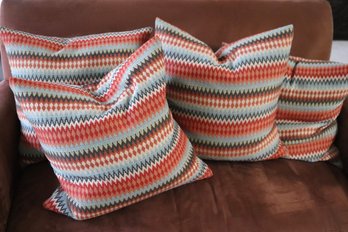 4 Fun Zipper Pillows Measures Approximately 18 Square Textured Linen Fabric