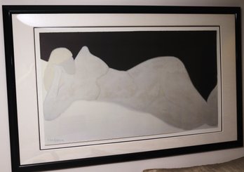 Milton Avery Offset Lithograph Reclining Blonde Nude In Black Laminated Frame.