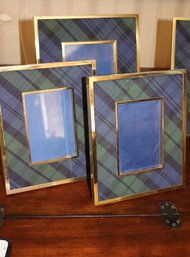 Set Of 3 Plaid Ralph Lauren Picture Frames For 5x8 & 4x6 Pictures.