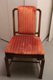 Art Deco Chair With Striped Velvet Upholstery And Carved Highlights On The Legs