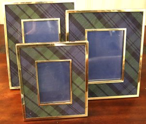 Set Of 3 Plaid Ralph Lauren Picture Frames For 5x8 & 4x6 Pictures