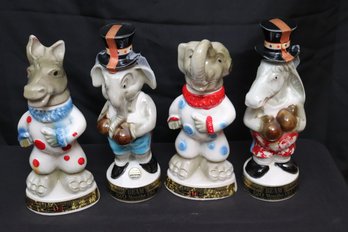 Collectible Jim Beam Political Trophy Decanters Bottles Includes Boxing And Clown Elephants/donkeys