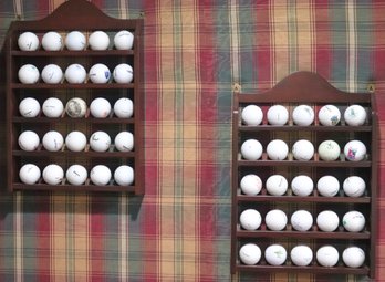 Collection Of Golf Balls From Assorted Courses Throughout The Country, Including Display Racks