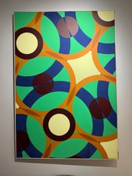 Midcentury Op Art Large Scale Acrylic Painting Signed Michael.