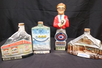Jim Beam Decanter Bottles 1973 US Bartender Guild California, Reno 100 Years, Harry Hoffman Ski Country, Lake